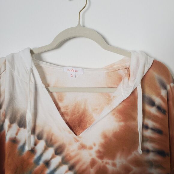 COLSIE Jogger Set XL Pants Cropped Hoodie Top Terry Soft Tie Dye Blue Wh… - Picture 3 of 14